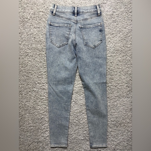 Express Jeans Womens 0 High Rise Skinny Cropped Exposed Button Fly Distressed - Picture 4 of 4